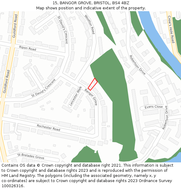 15, BANGOR GROVE, BRISTOL, BS4 4BZ: Location map and indicative extent of plot