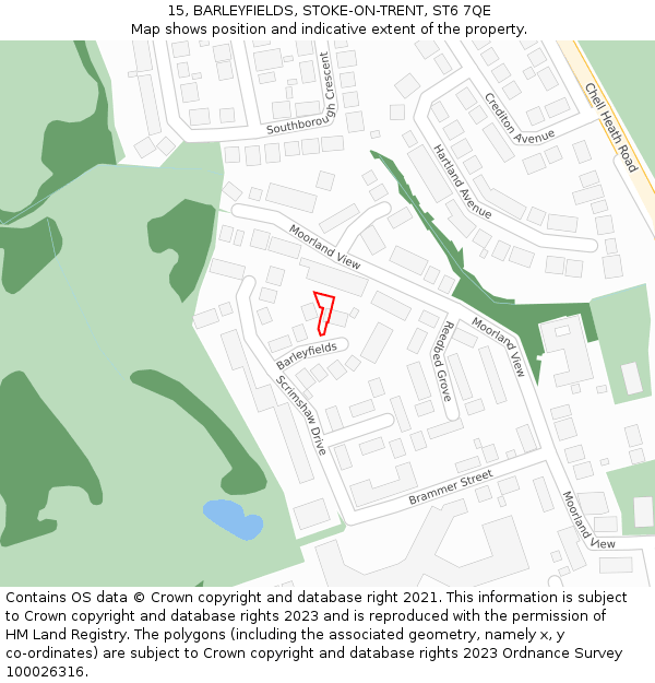 15, BARLEYFIELDS, STOKE-ON-TRENT, ST6 7QE: Location map and indicative extent of plot