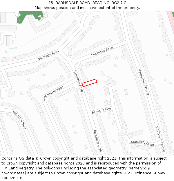 15, BARNSDALE ROAD, READING, RG2 7JG: Location map and indicative extent of plot