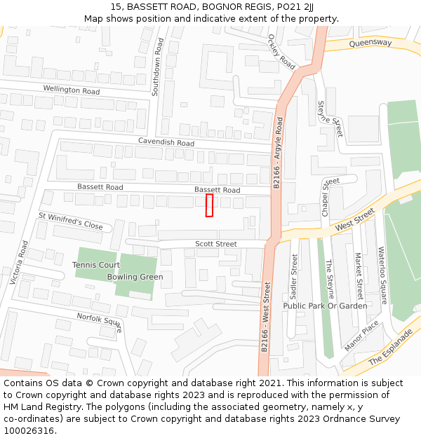 15, BASSETT ROAD, BOGNOR REGIS, PO21 2JJ: Location map and indicative extent of plot