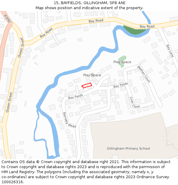 15, BAYFIELDS, GILLINGHAM, SP8 4AE: Location map and indicative extent of plot