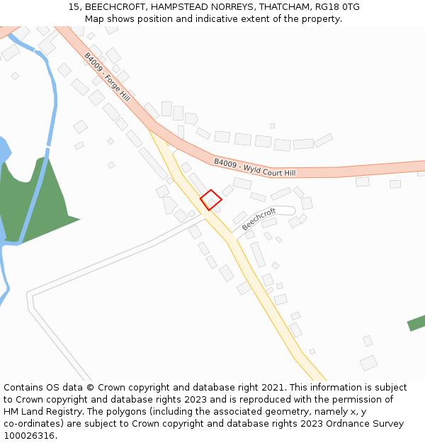 15, BEECHCROFT, HAMPSTEAD NORREYS, THATCHAM, RG18 0TG: Location map and indicative extent of plot