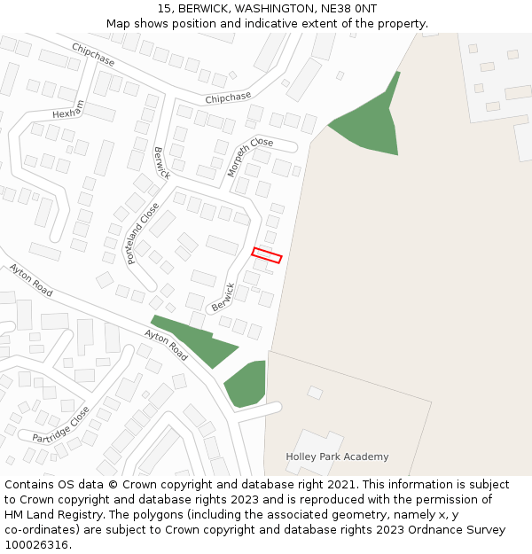 15, BERWICK, WASHINGTON, NE38 0NT: Location map and indicative extent of plot