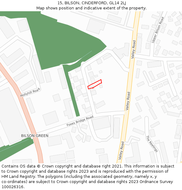 15, BILSON, CINDERFORD, GL14 2LJ: Location map and indicative extent of plot