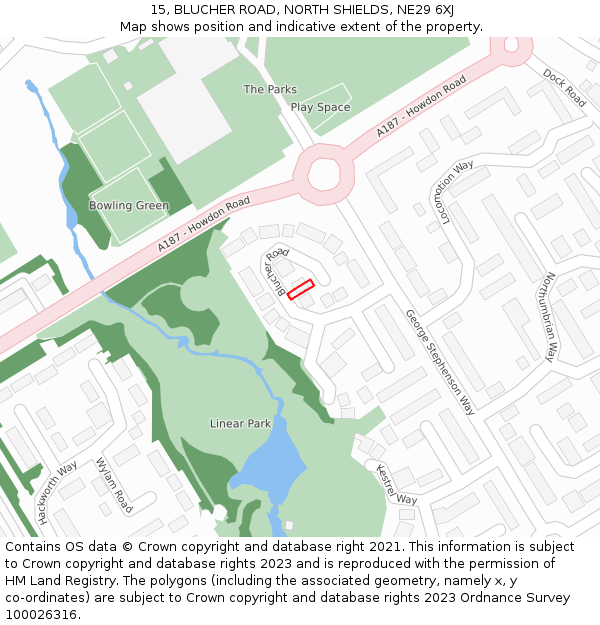 15, BLUCHER ROAD, NORTH SHIELDS, NE29 6XJ: Location map and indicative extent of plot