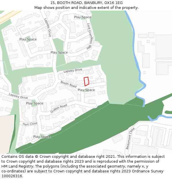 15, BOOTH ROAD, BANBURY, OX16 1EG: Location map and indicative extent of plot