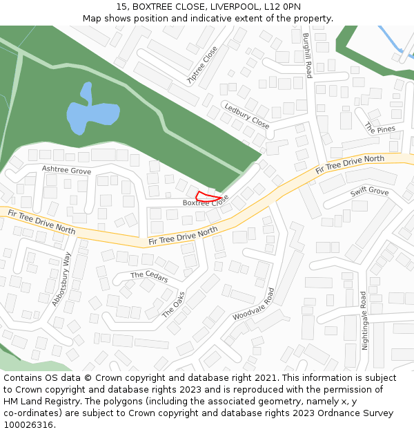 15, BOXTREE CLOSE, LIVERPOOL, L12 0PN: Location map and indicative extent of plot