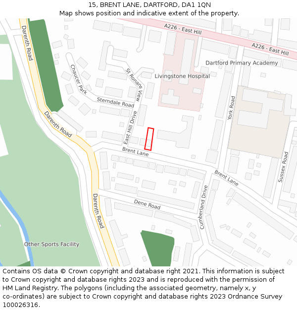 15, BRENT LANE, DARTFORD, DA1 1QN: Location map and indicative extent of plot