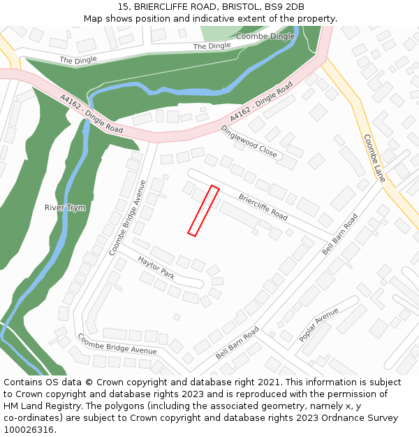 15, BRIERCLIFFE ROAD, BRISTOL, BS9 2DB: Location map and indicative extent of plot