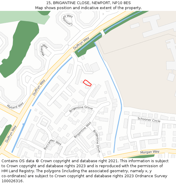 15, BRIGANTINE CLOSE, NEWPORT, NP10 8ES: Location map and indicative extent of plot