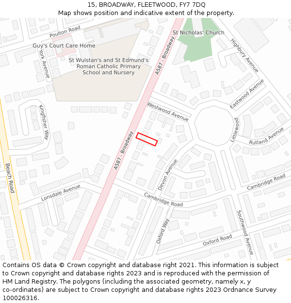 15, BROADWAY, FLEETWOOD, FY7 7DQ: Location map and indicative extent of plot