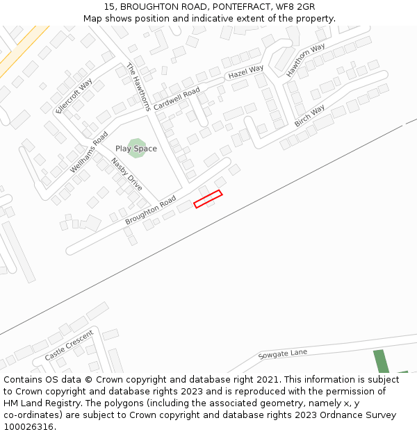 15, BROUGHTON ROAD, PONTEFRACT, WF8 2GR: Location map and indicative extent of plot