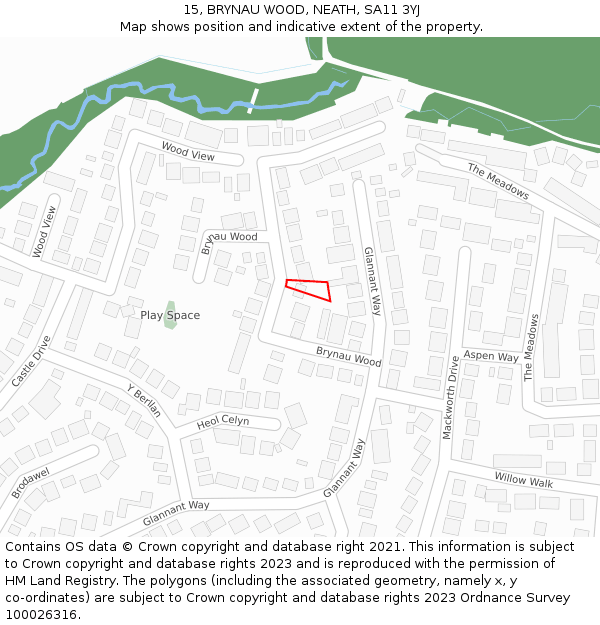 15, BRYNAU WOOD, NEATH, SA11 3YJ: Location map and indicative extent of plot