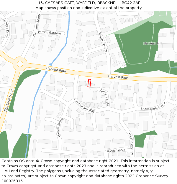 15, CAESARS GATE, WARFIELD, BRACKNELL, RG42 3AF: Location map and indicative extent of plot