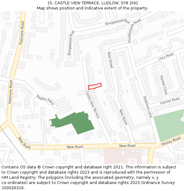 15, CASTLE VIEW TERRACE, LUDLOW, SY8 2NG: Location map and indicative extent of plot