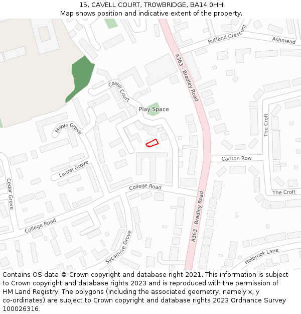 15, CAVELL COURT, TROWBRIDGE, BA14 0HH: Location map and indicative extent of plot