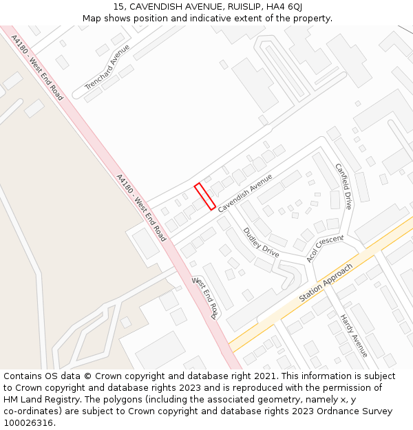 15, CAVENDISH AVENUE, RUISLIP, HA4 6QJ: Location map and indicative extent of plot