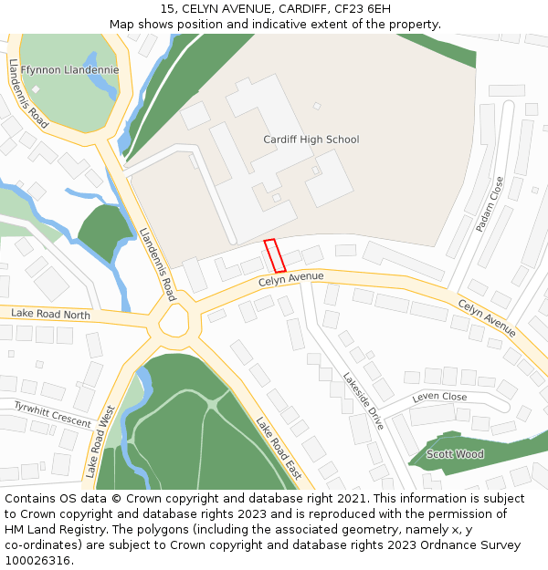 15, CELYN AVENUE, CARDIFF, CF23 6EH: Location map and indicative extent of plot