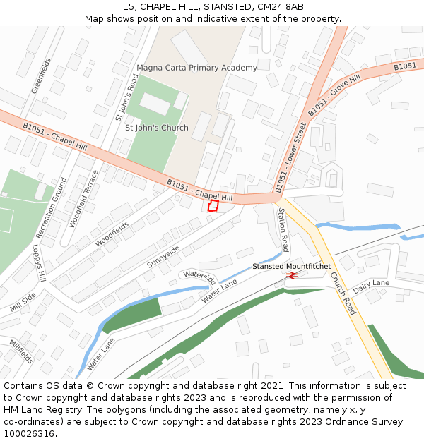 15, CHAPEL HILL, STANSTED, CM24 8AB: Location map and indicative extent of plot