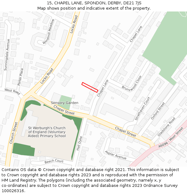 15, CHAPEL LANE, SPONDON, DERBY, DE21 7JS: Location map and indicative extent of plot