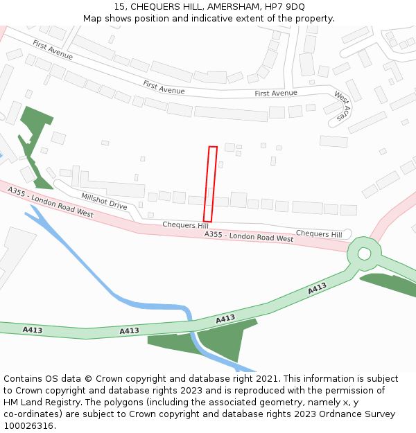 15, CHEQUERS HILL, AMERSHAM, HP7 9DQ: Location map and indicative extent of plot