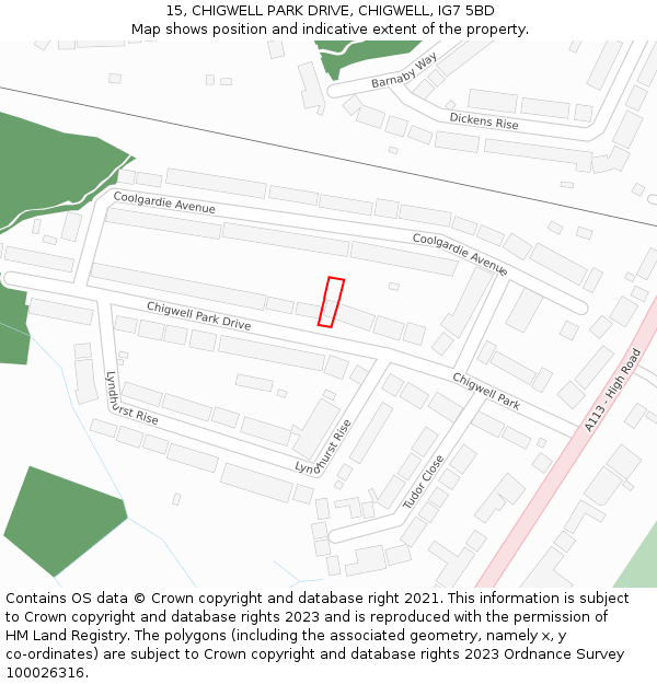 15, CHIGWELL PARK DRIVE, CHIGWELL, IG7 5BD: Location map and indicative extent of plot