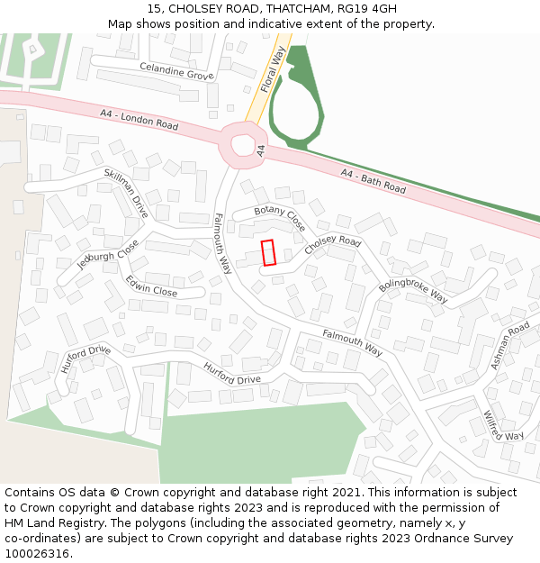 15, CHOLSEY ROAD, THATCHAM, RG19 4GH: Location map and indicative extent of plot