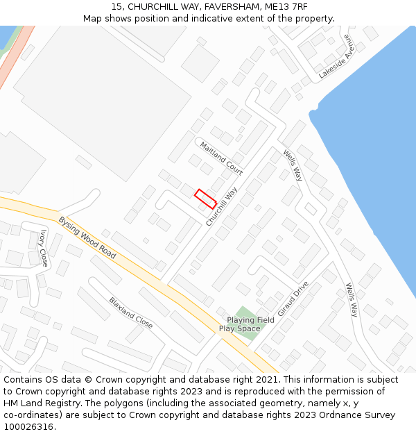 15, CHURCHILL WAY, FAVERSHAM, ME13 7RF: Location map and indicative extent of plot