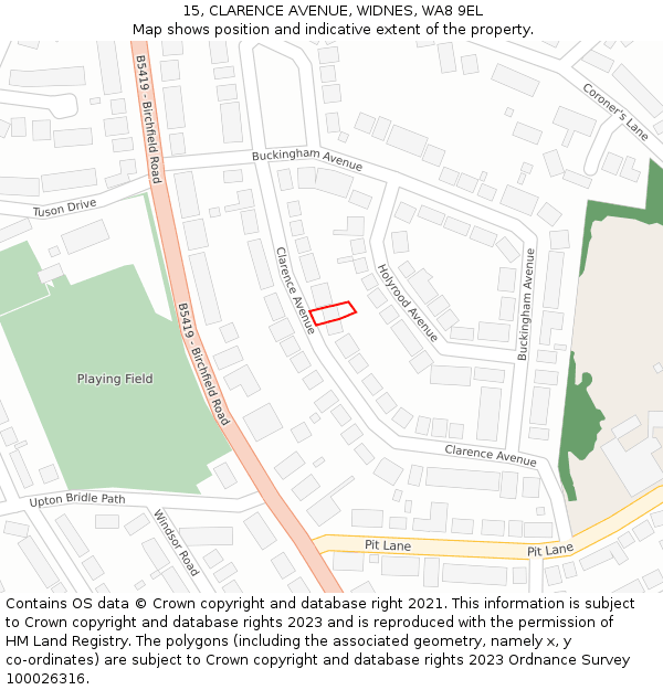 15, CLARENCE AVENUE, WIDNES, WA8 9EL: Location map and indicative extent of plot