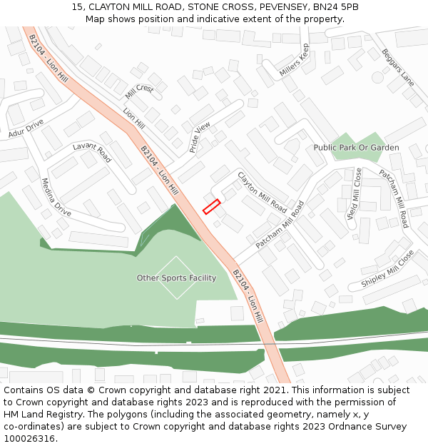 15, CLAYTON MILL ROAD, STONE CROSS, PEVENSEY, BN24 5PB: Location map and indicative extent of plot