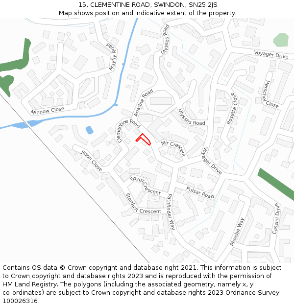 15, CLEMENTINE ROAD, SWINDON, SN25 2JS: Location map and indicative extent of plot