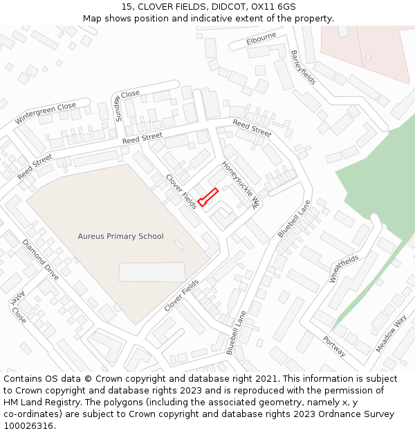 15, CLOVER FIELDS, DIDCOT, OX11 6GS: Location map and indicative extent of plot