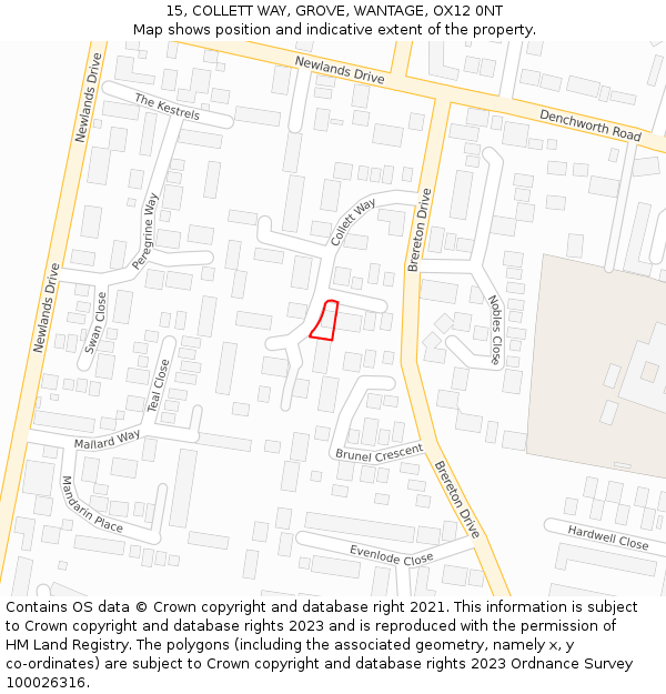 15, COLLETT WAY, GROVE, WANTAGE, OX12 0NT: Location map and indicative extent of plot