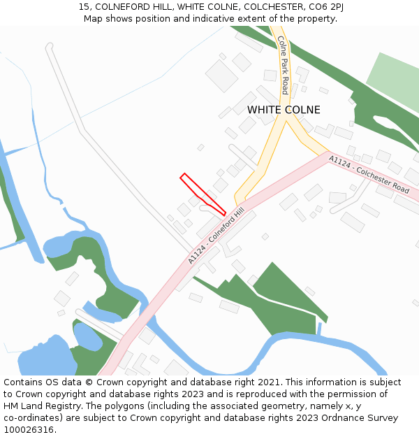 15, COLNEFORD HILL, WHITE COLNE, COLCHESTER, CO6 2PJ: Location map and indicative extent of plot