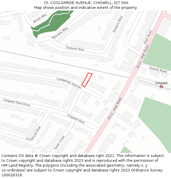 15, COOLGARDIE AVENUE, CHIGWELL, IG7 5AX: Location map and indicative extent of plot