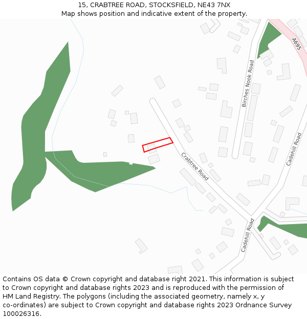 15, CRABTREE ROAD, STOCKSFIELD, NE43 7NX: Location map and indicative extent of plot