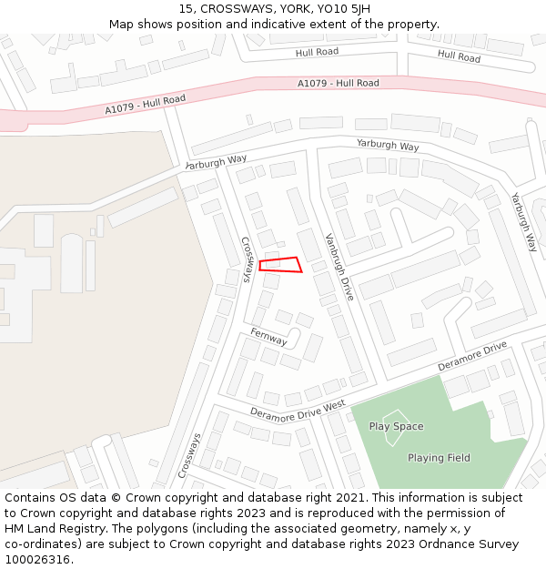 15, CROSSWAYS, YORK, YO10 5JH: Location map and indicative extent of plot