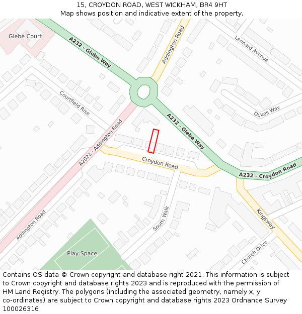 15, CROYDON ROAD, WEST WICKHAM, BR4 9HT: Location map and indicative extent of plot