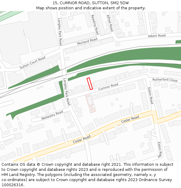 15, CUMNOR ROAD, SUTTON, SM2 5DW: Location map and indicative extent of plot