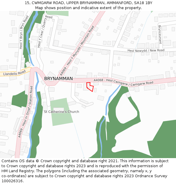 15, CWMGARW ROAD, UPPER BRYNAMMAN, AMMANFORD, SA18 1BY: Location map and indicative extent of plot