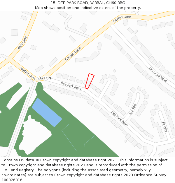 15, DEE PARK ROAD, WIRRAL, CH60 3RG: Location map and indicative extent of plot