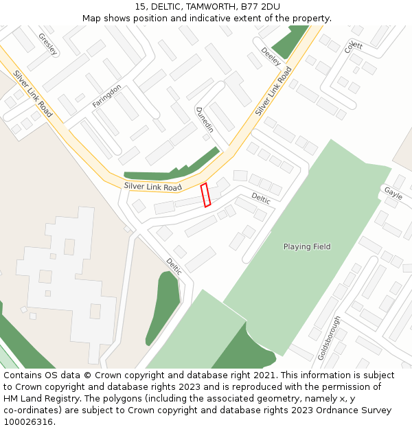 15, DELTIC, TAMWORTH, B77 2DU: Location map and indicative extent of plot