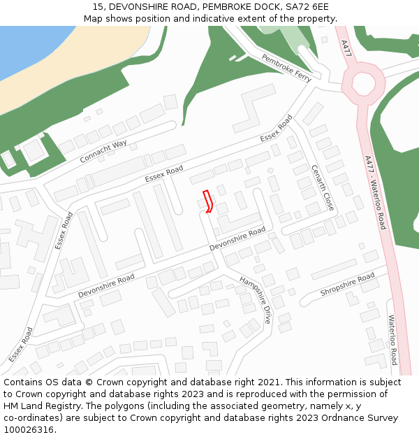 15, DEVONSHIRE ROAD, PEMBROKE DOCK, SA72 6EE: Location map and indicative extent of plot