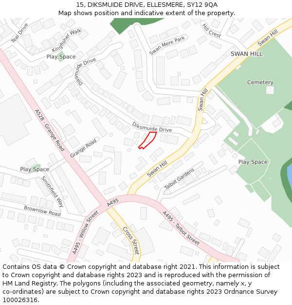15, DIKSMUIDE DRIVE, ELLESMERE, SY12 9QA: Location map and indicative extent of plot