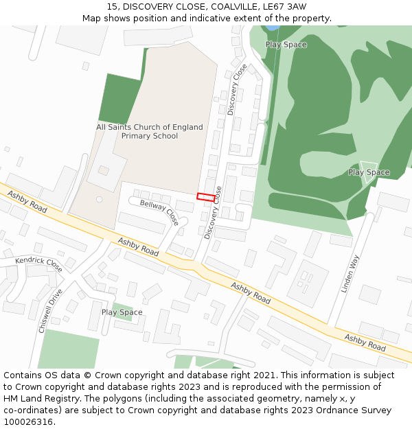 15, DISCOVERY CLOSE, COALVILLE, LE67 3AW: Location map and indicative extent of plot