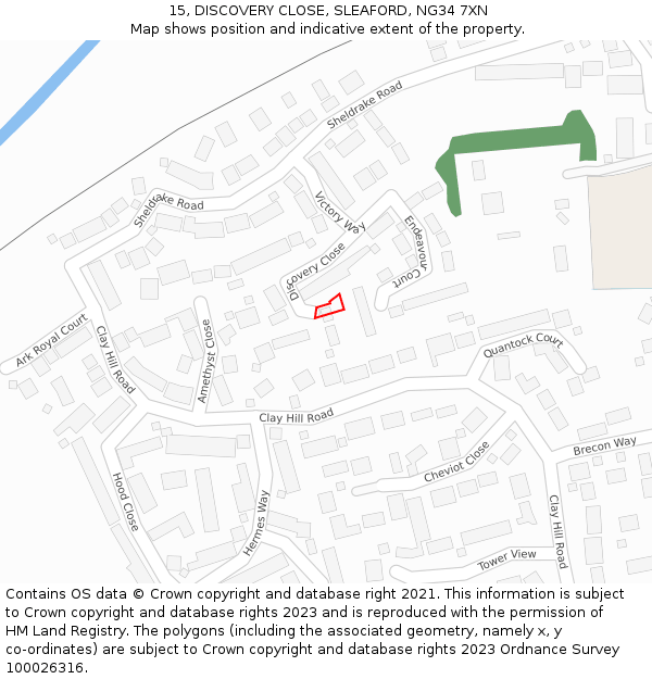 15, DISCOVERY CLOSE, SLEAFORD, NG34 7XN: Location map and indicative extent of plot