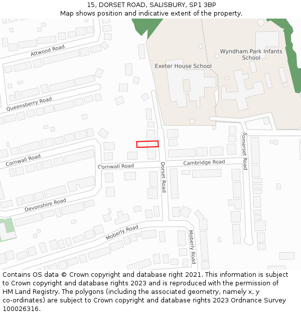 15, DORSET ROAD, SALISBURY, SP1 3BP: Location map and indicative extent of plot