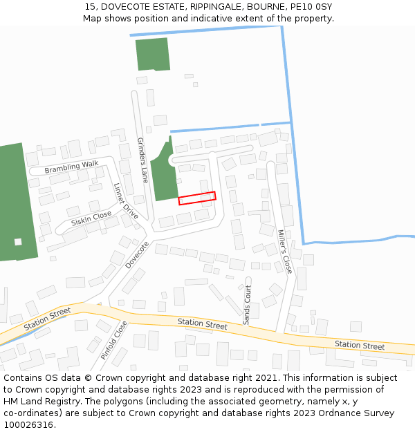 15, DOVECOTE ESTATE, RIPPINGALE, BOURNE, PE10 0SY: Location map and indicative extent of plot