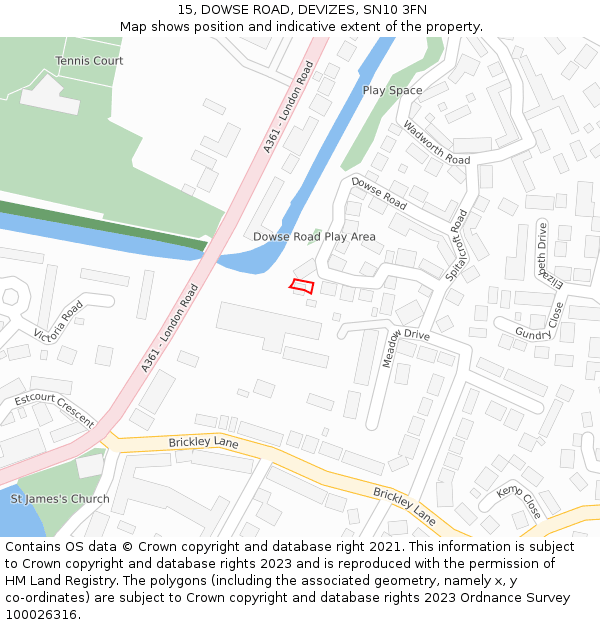15, DOWSE ROAD, DEVIZES, SN10 3FN: Location map and indicative extent of plot