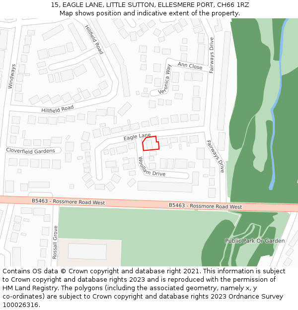 15, EAGLE LANE, LITTLE SUTTON, ELLESMERE PORT, CH66 1RZ: Location map and indicative extent of plot